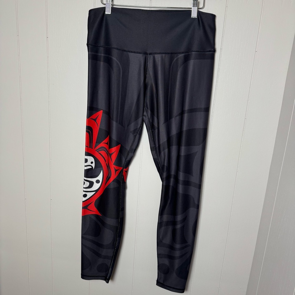 NOMINOU Women's Fashion LEGGINGS Black/Red/White Size LARGE